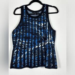 White House Black Market Tank Top Abstract Pattern Blue Black Size Medium M